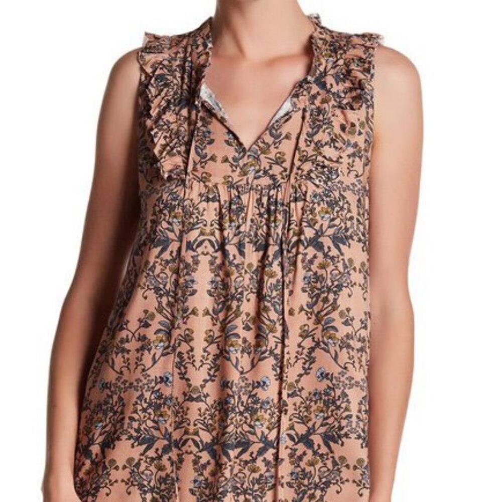 Pleione Size Small Boho Sleeveless Floral Tunic Top-Cottagecore-Feminine
